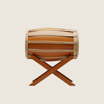 Traditional Indonesian kendang drum on wooden stand