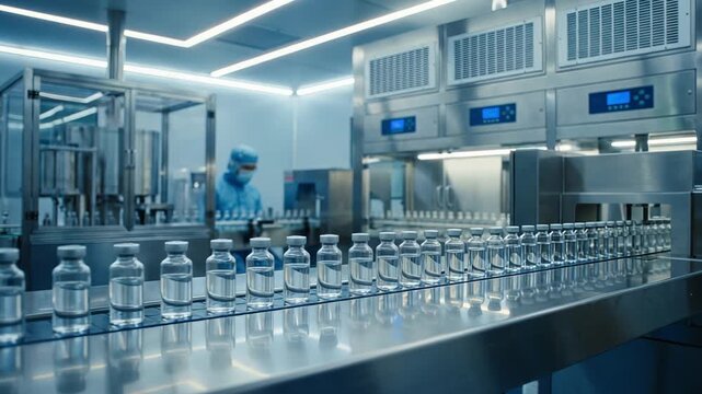 Technician Operating Filling Machines In Sterile Laboratory Setting