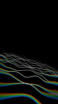 flowing stringy white animated curved lines on black background