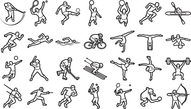 An illustrative montage of diverse sports icons, highlighting the dynamic movements and athletic prowess.