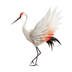 Obraz premium White origami crane artistic paper craft cutout