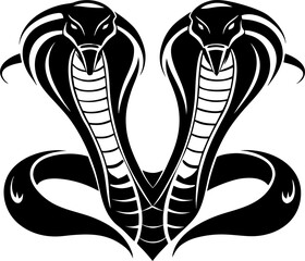 Two cobra snake icon black silhouette vector illustration design on white background.