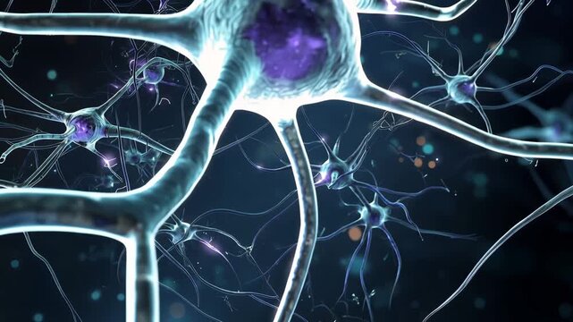 Abstract neural network with connected brain cells, neuroscience, neurons, synapses, nervous system, brain activity, medical research, artificial intelligence, biotechnology, scientific visualization