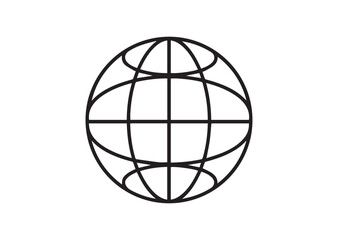 Globe Icon, Minimal Outline Vector Illustration