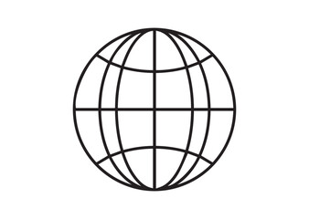 Obraz premium Globe Icon, Minimal Outline Vector Illustration