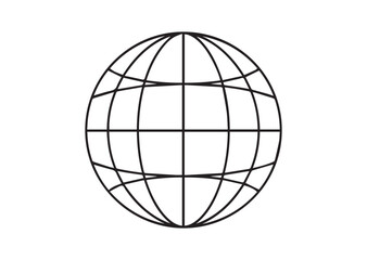 Globe Icon, Minimal Outline Vector Illustration