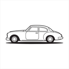 Fototapeta premium Classic vintage car line art vector style coloring book 