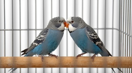 Two Blue Parrots With Orange