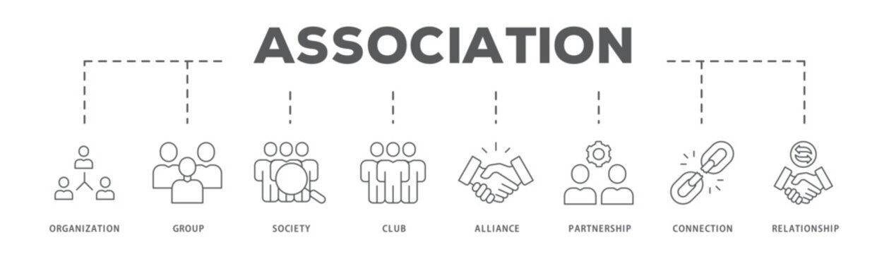 Association banner web icon vector illustration concept with icon of Organization, Group, Society, Club, Alliance, Partnership, Connection, Relationship