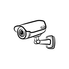 Outdoor Security Camera CCTV Surveillance System Hand Drawn Sketch