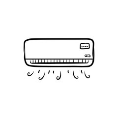 Wall Mounted Air Conditioner Unit with Cooling Wind Symbols Illustration