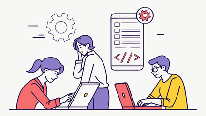 business man and woman working on laptop