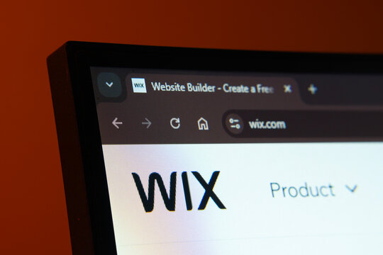 Dhaka, Bangladesh- 02 June 2025: Close-up of a computer screen displaying the Wix web interface in dark mode