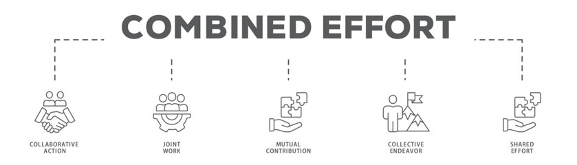 Fototapeta premium Combined Effort banner web icon vector illustration concept with icon of Collaborative Action, Joint Work, Mutual Contribution, Collective Endeavor, Shared Effort