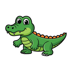 Obraz premium A cartoon green alligator with orange spikes on its back standing
