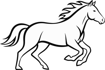 Obraz premium Stylized outline drawing of a galloping horse in motion