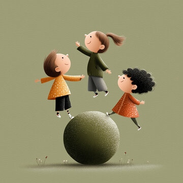 children playing with globe