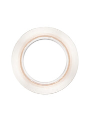 Thick white adhesive tape roll is isolated.