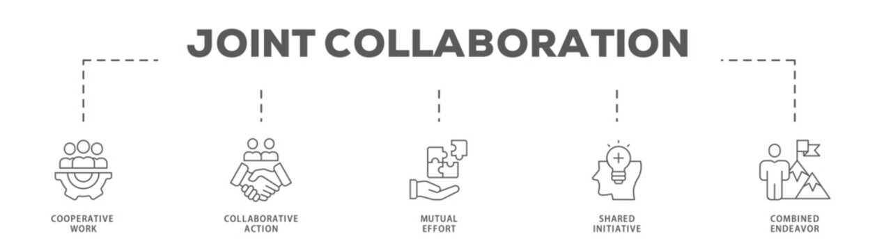 Joint Collaboration banner web icon vector illustration concept with icon of Cooperative Work, Collaborative Action, Mutual Effort, Shared Initiative, Combined Endeavor