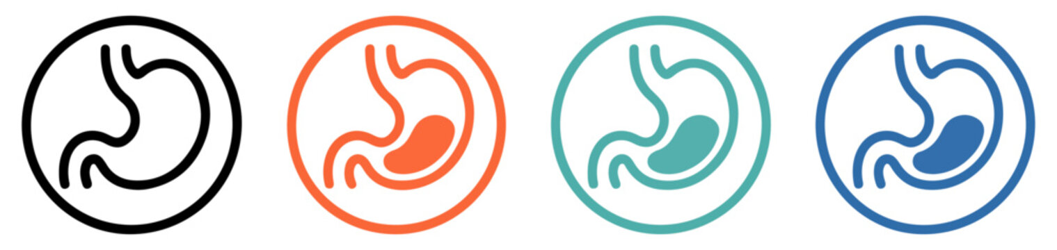 human stomach organ icon set