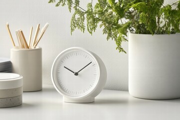 Small clock with plant decor