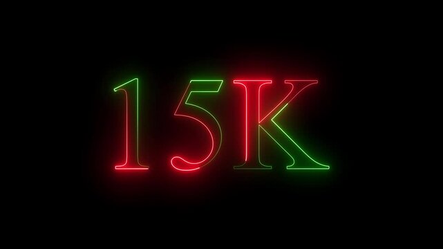 neon 15k flower text icon and dark background 4k motion video animation..