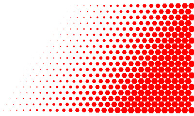 Red halftone gradient texture isolated on transparent background. Repeating cartoon polka dot pattern with fading pop art effect. Vector design element for overlay, wallpaper, PNG