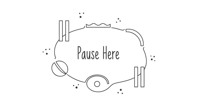 Vector pause button icon with sports equipment, for overlay or website, isolated on transparent background, png