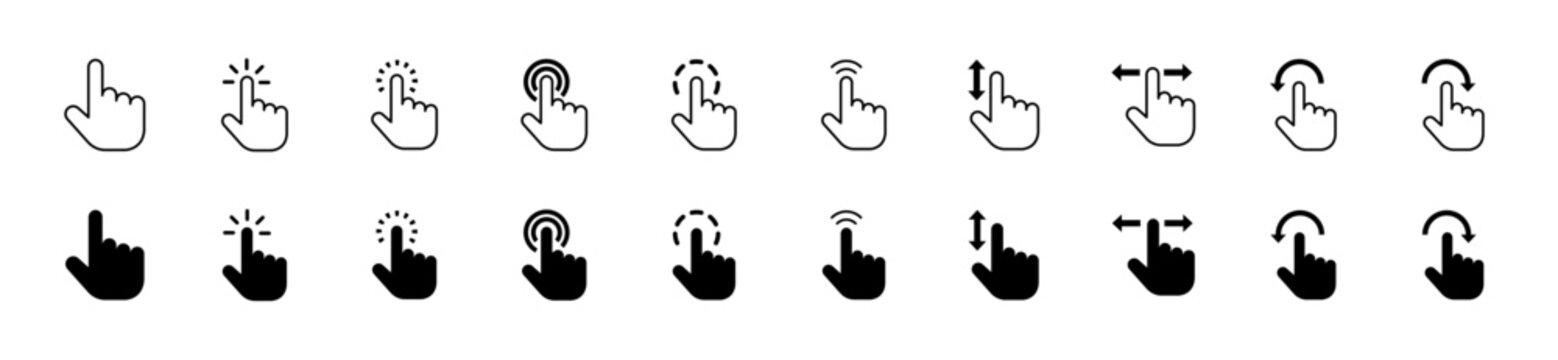 Hand pointer icon set. Vector illustration.