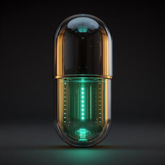 Microchip capsule on a black background