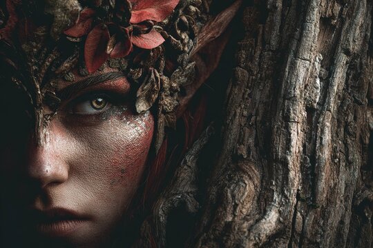 elf spirit rising from an ancient tree