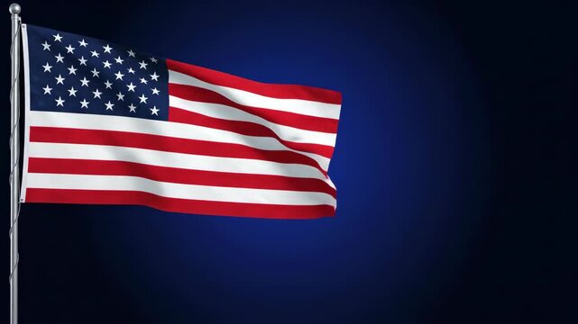 American flag waving in the wind on flagpole, a symbol of national pride and patriotism, with