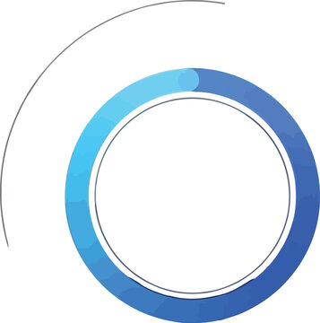 Minimalist blue and cyan circular loading progress bar animation icon symbolizing data processing or system standby on a dark background