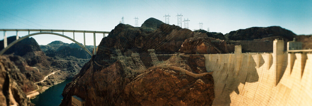 Panoramic view of bridge over the Hoover Dam on the Nevada, Arizona border, Southwest, United States