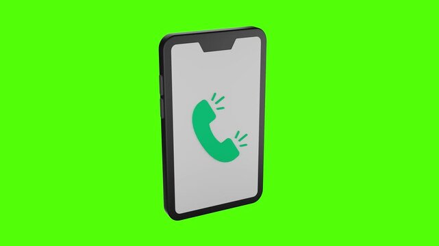 Incoming Call: A sleek smartphone displays a green phone icon, signaling an incoming call. The vibrant green background further enhances the modern communication concept.