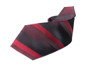 Red and Black Striped Necktie Isolated on White Background, Elegant Men&rsquo;s Fashion Accessory