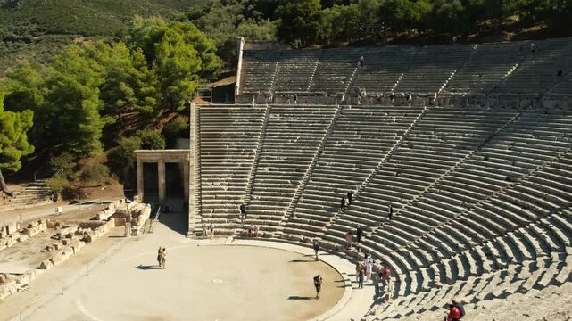 ancient amphitheater in Epidaurus, Peloponnese, Greece	