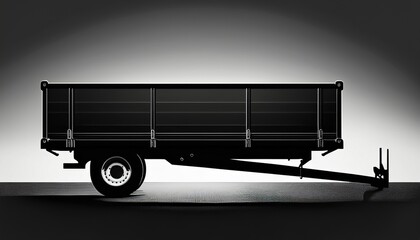 silhouette of empty flatbed farm trailer with side rails in minimalist style