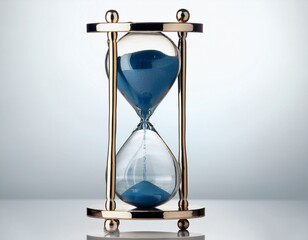 a sand timer with a blue and silver frame