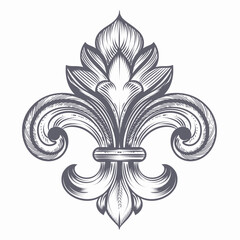 Beautiful vector hand drawn fleur de lis illustration in vintage style © Mary fleur