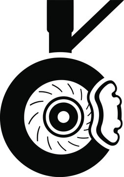 Black aroplane tire vector Icon of a Car Brake Disc and Caliper vehicle automotive