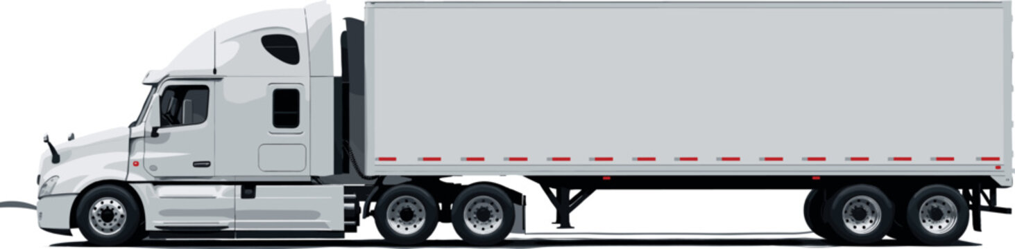 Modern white semi-trailer truck for commercial freight transport and logistics delivery services isolated on a white background vector.