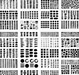 Diverse collection of black grunge brush strokes and hand drawn ink textures for creative design projects