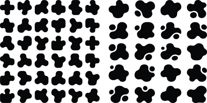 Large collection of organic blob shapes with fluid and irregular abstract forms for creative projects
