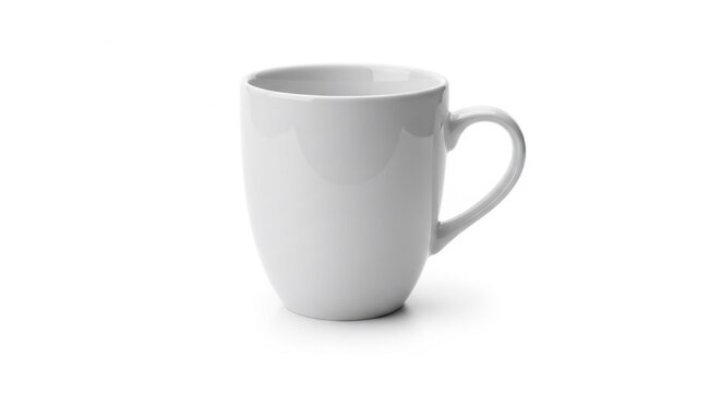 Simple White Ceramic Coffee Mug on Clean Background