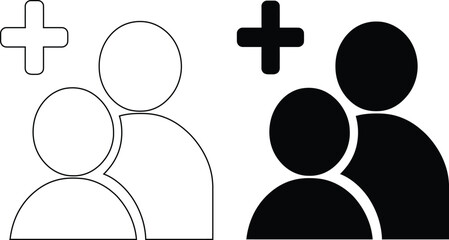 Add New User Icon, Team Recruitment and Membership Symbol Vector Set.