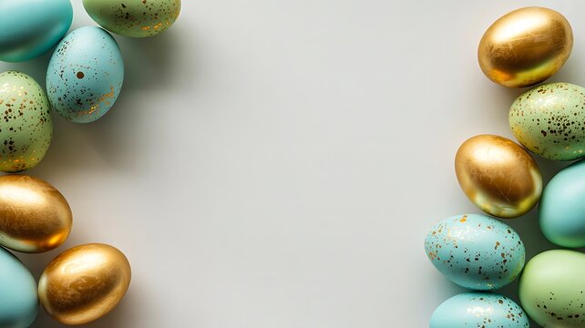 Easter egg frame background with pastel colored eggs
