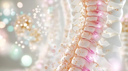 detailed 3D model of a spine with scoliosis, displaying the abnormal curvature