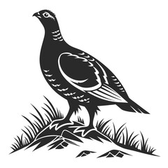 Fototapeta premium Grouse bird black silhouette icon vector flat illustration design.