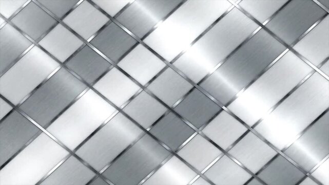 Sophisticated luxury background with subtle diagonal stripe motion, light grey and white tones, clean metallic lines, soft animated pattern, seamless looping design